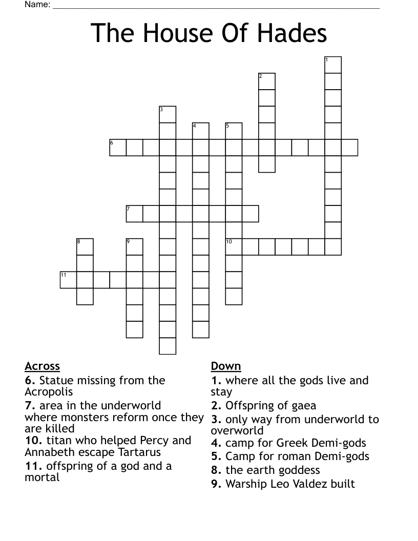 The House Of Hades Crossword
