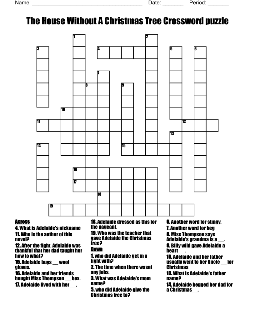 The House Without A Christmas Tree Crossword puzzle