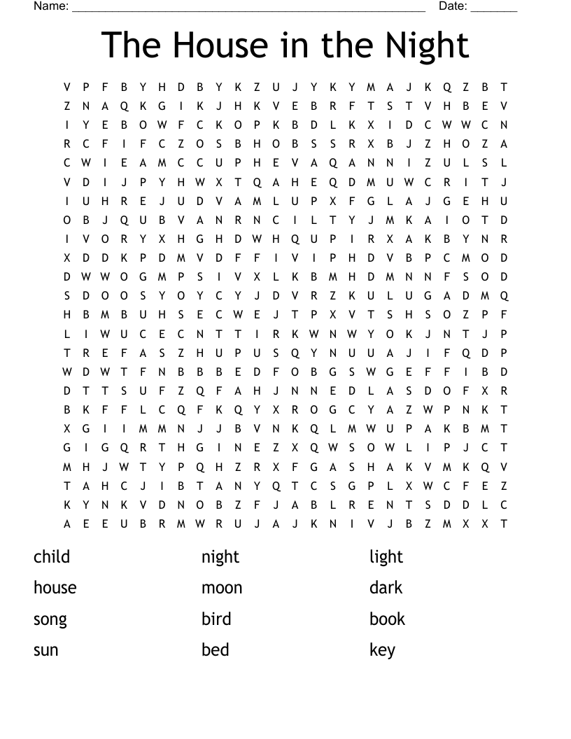 The House in the Night Word Search