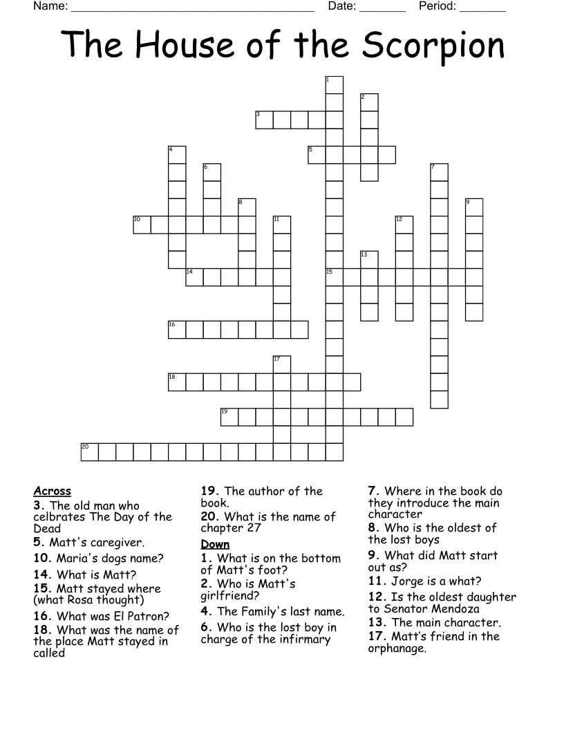 The House of the Scorpion Crossword