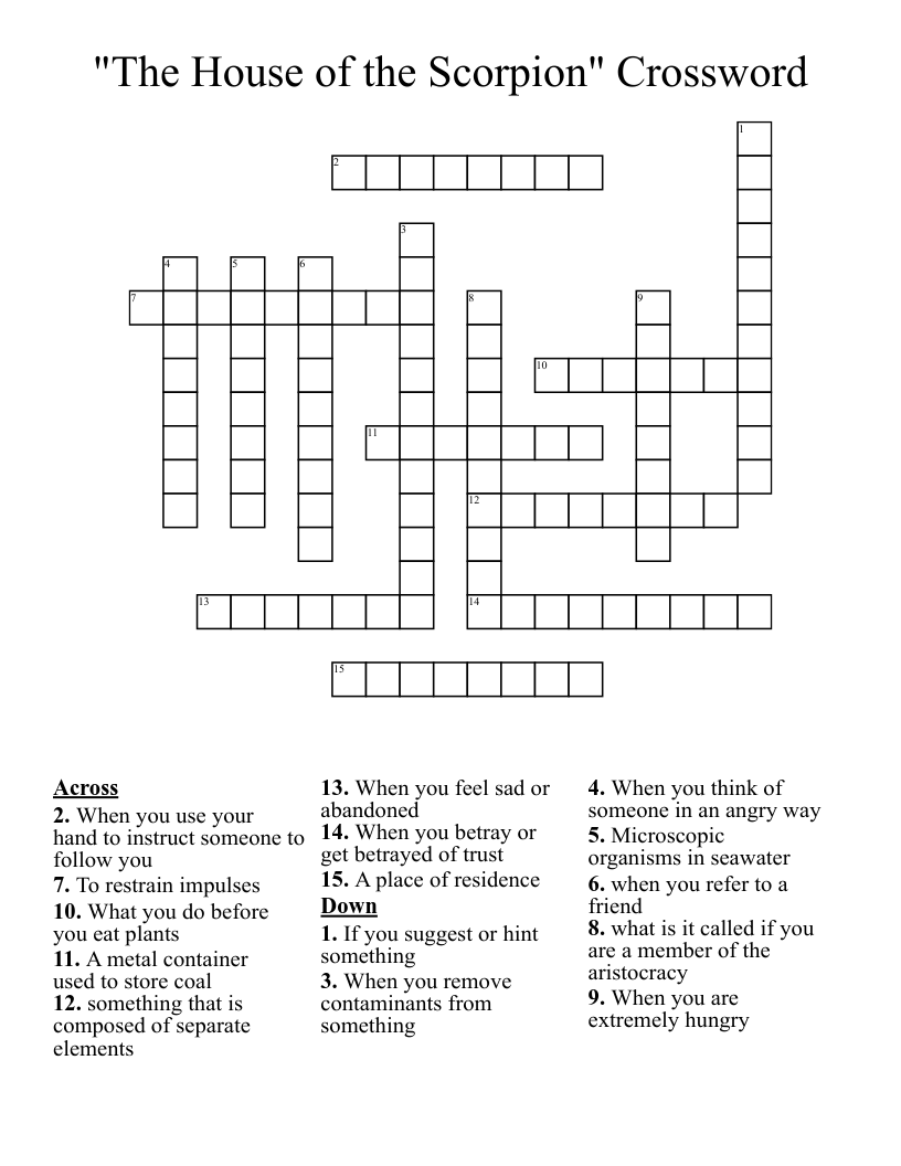 "The House of the Scorpion" Crossword