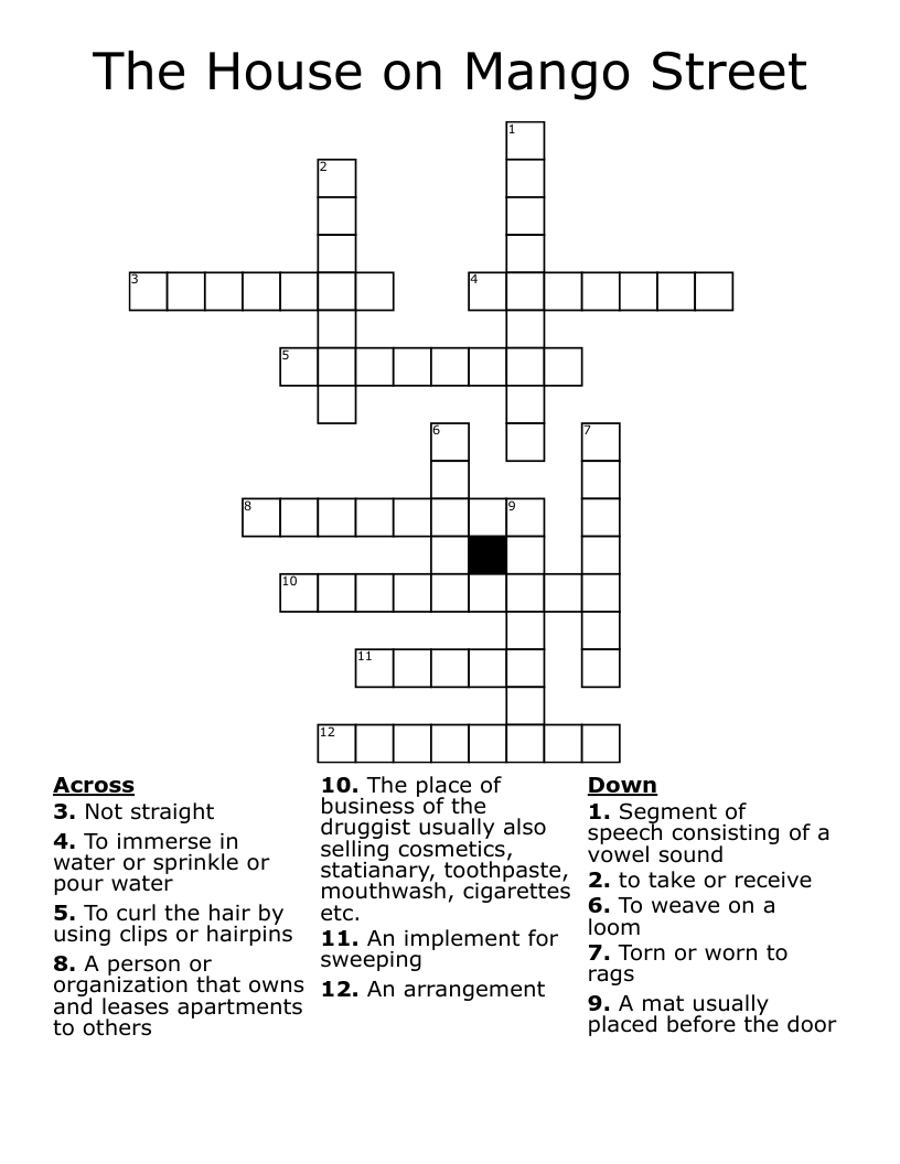 The House on Mango Street Crossword