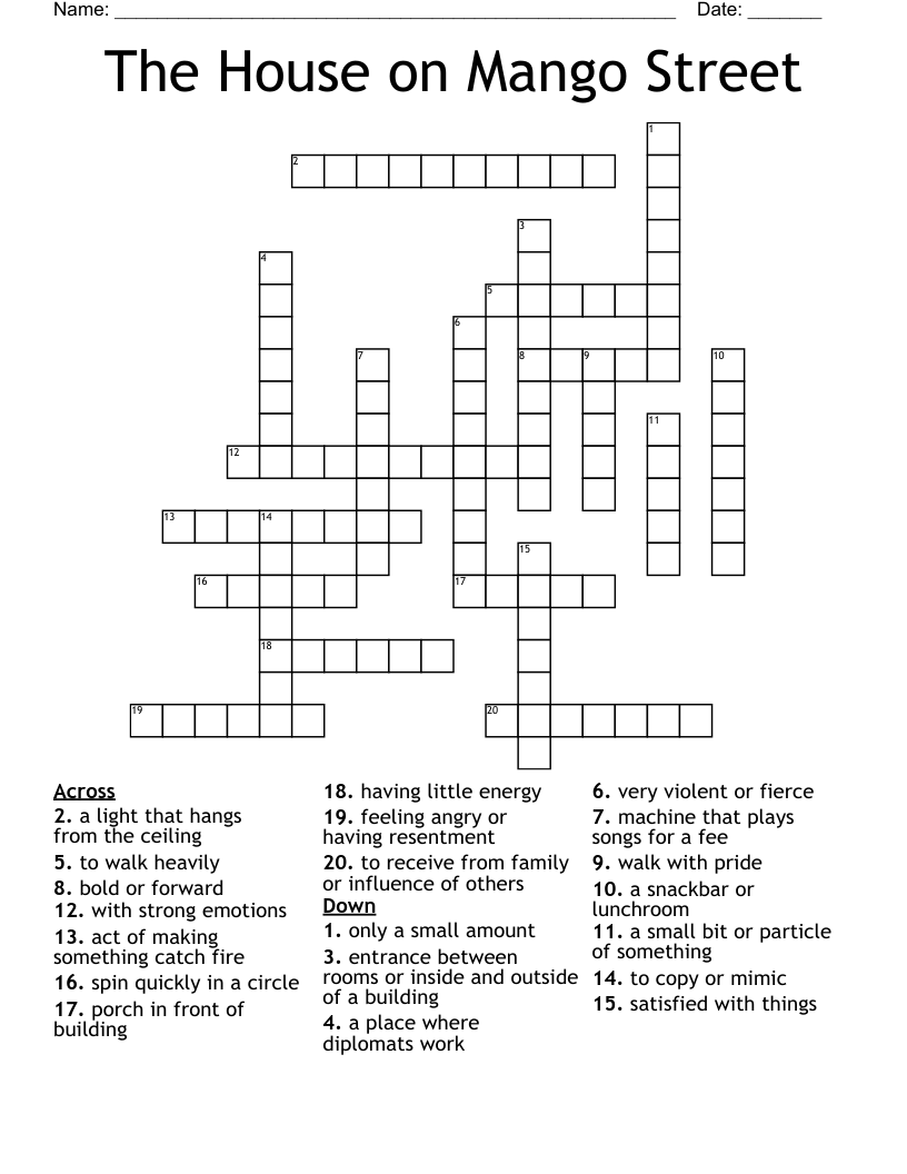 The House on Mango Street Crossword