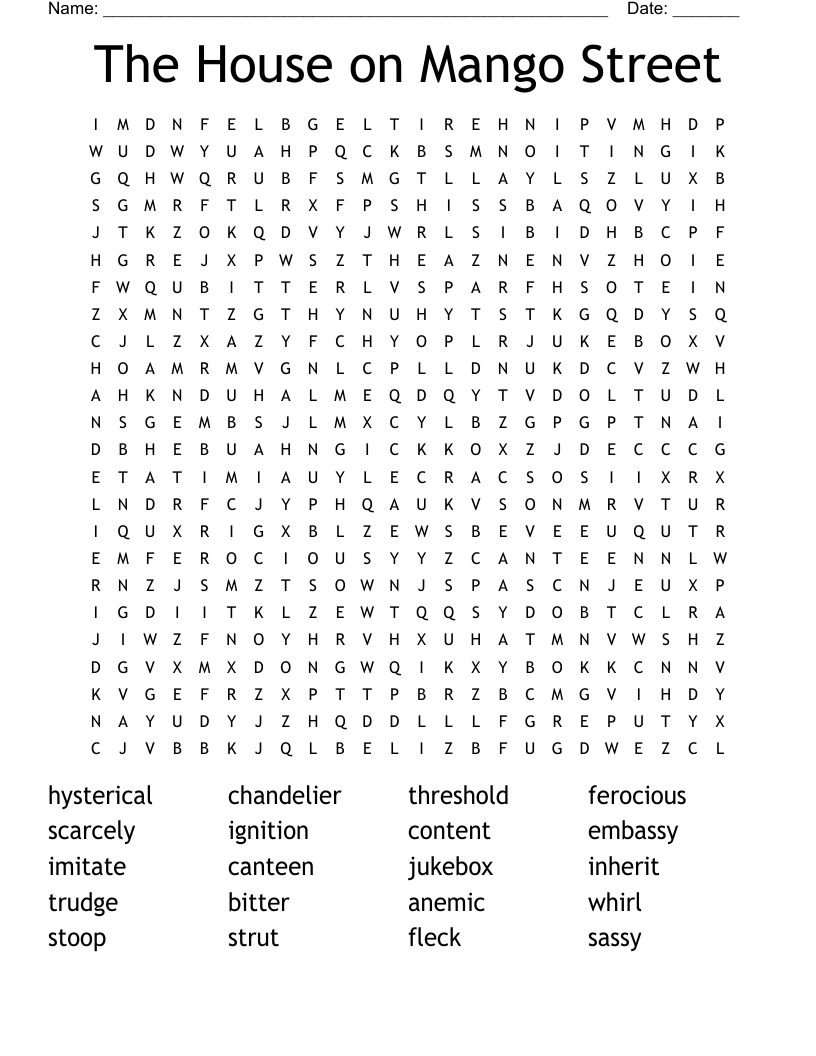 The House on Mango Street Word Search