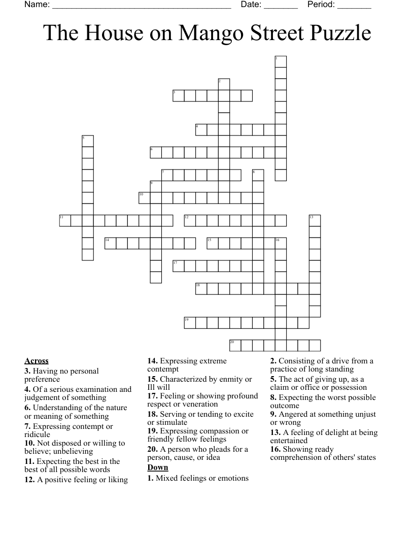The House on Mango Street Puzzle Crossword
