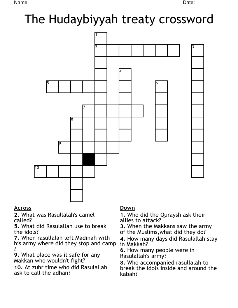 The Hudaybiyyah treaty crossword