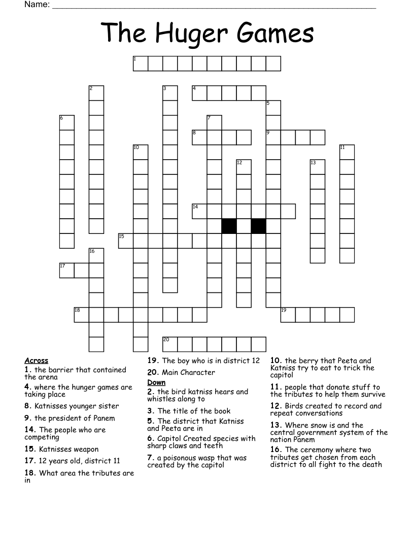 The Huger Games Crossword