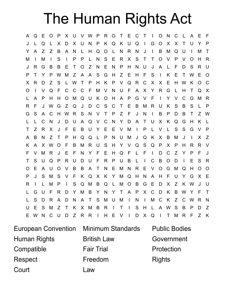 The Human Rights Act Word Search