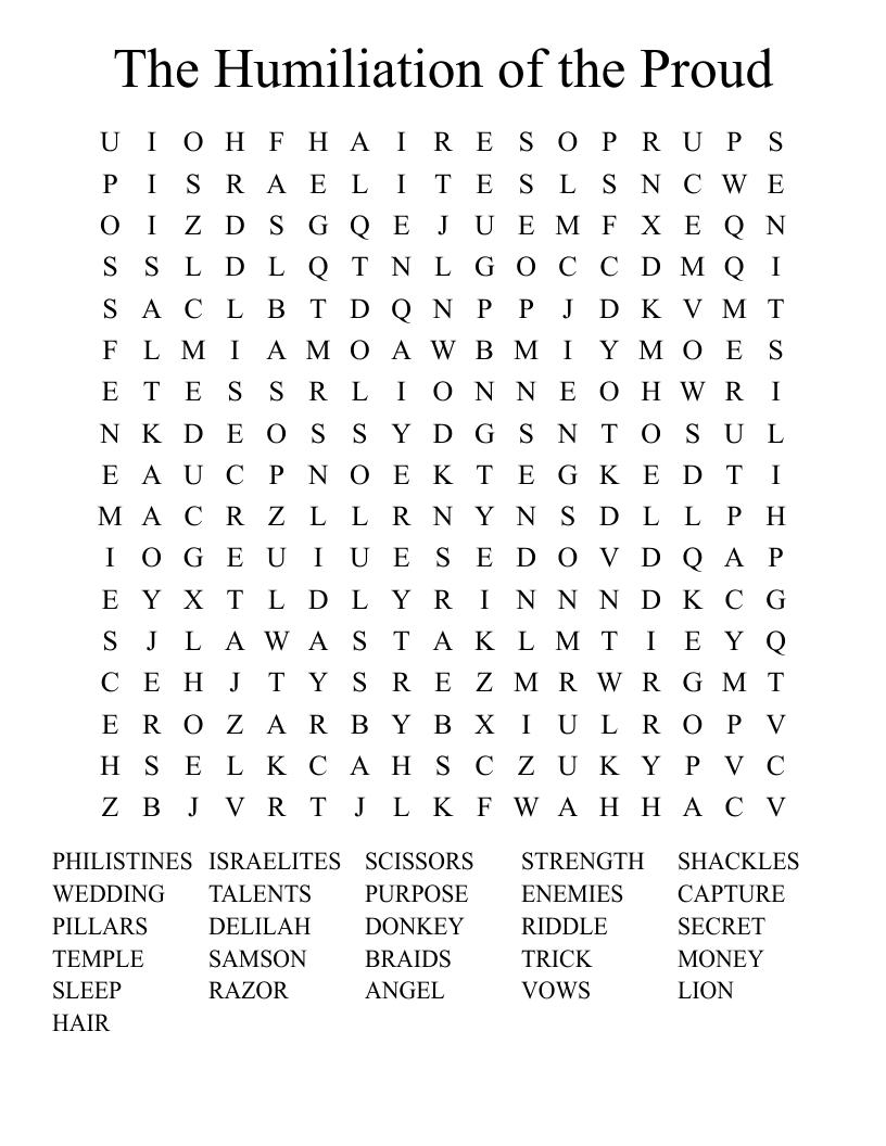 The Humiliation of the Proud Word Search