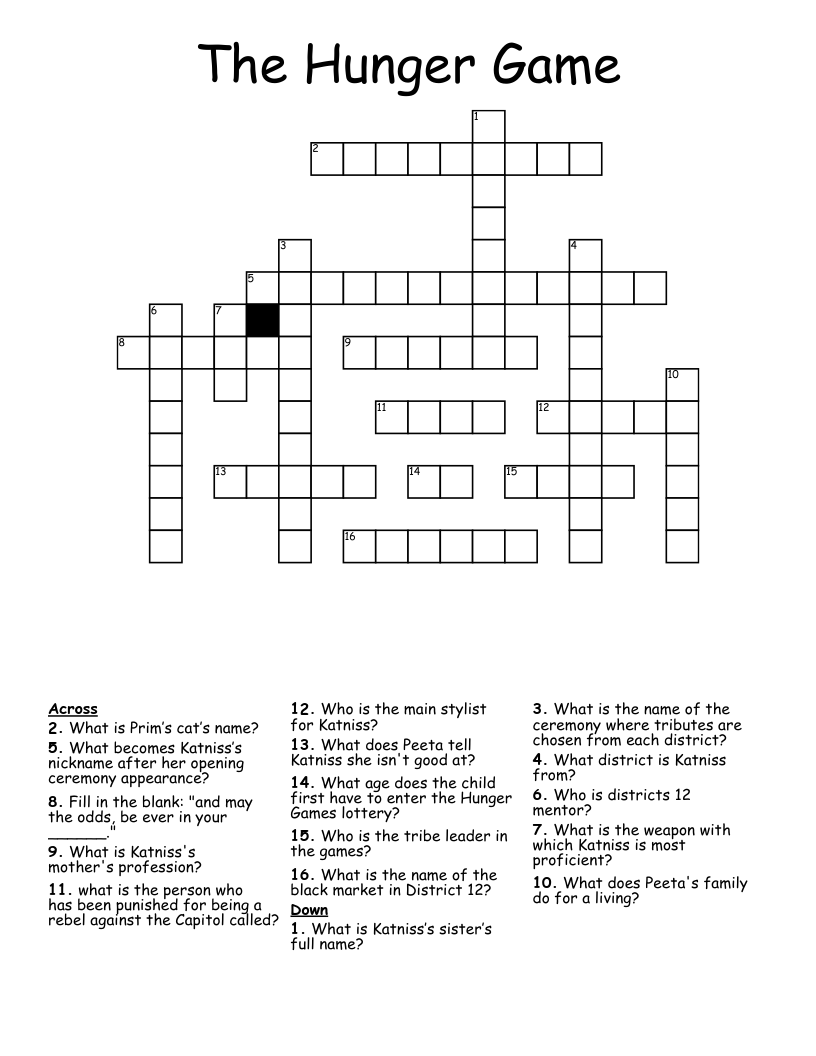 The Hunger Game Crossword