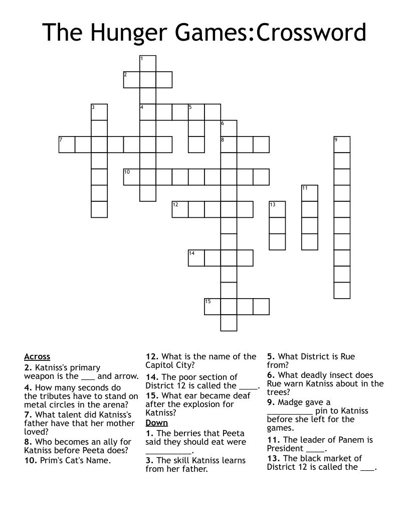 The Hunger Games:Crossword
