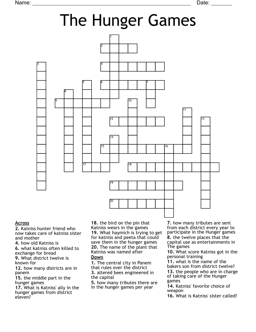 The Hunger Games Crossword