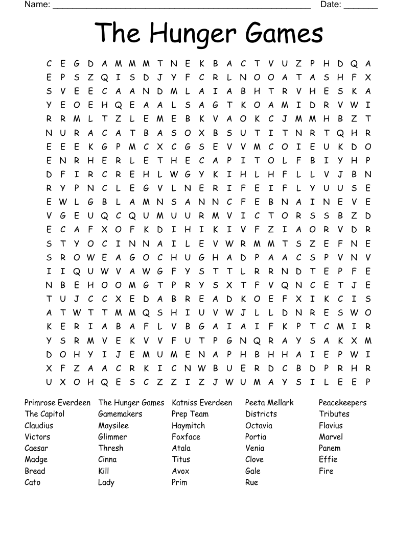 The Hunger Games Word Search