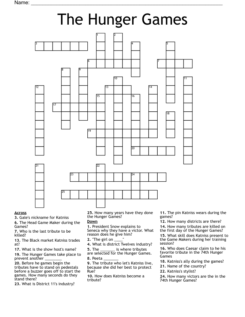 The Hunger Games Crossword