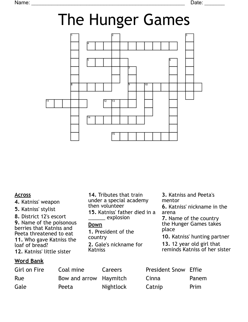 The Hunger Games Crossword