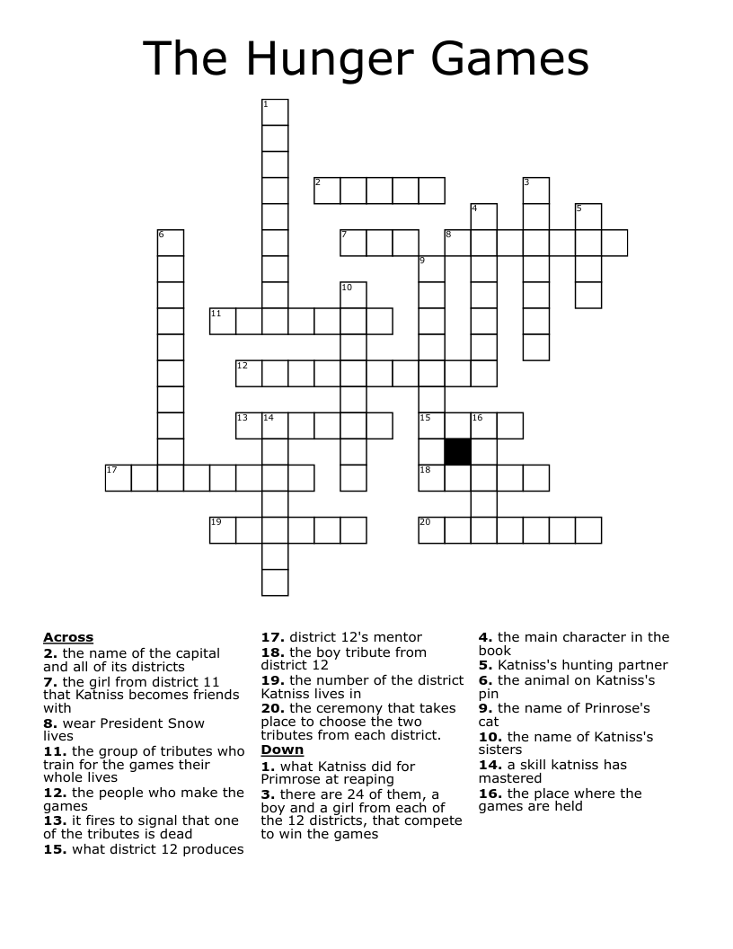 The Hunger Games Crossword