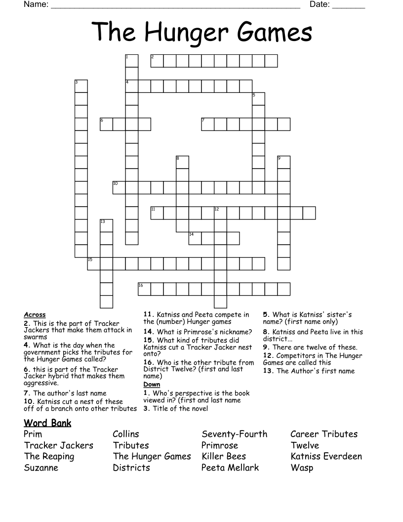 The Hunger Games Crossword
