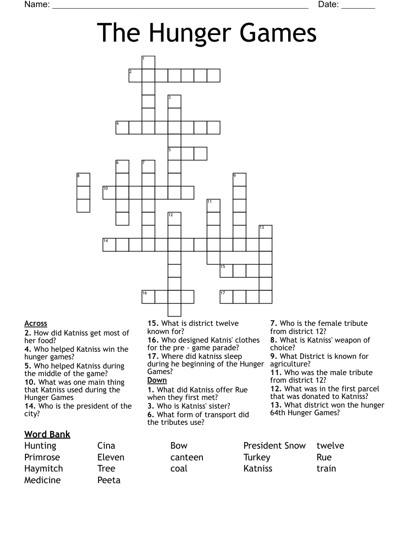 The Hunger Games Crossword