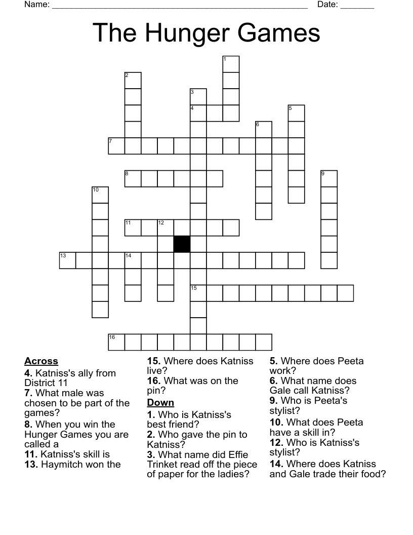 The Hunger Games Crossword
