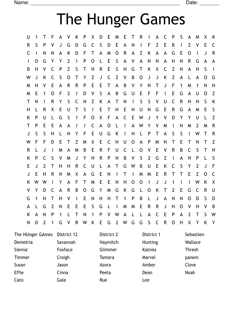 The Hunger Games Word Search