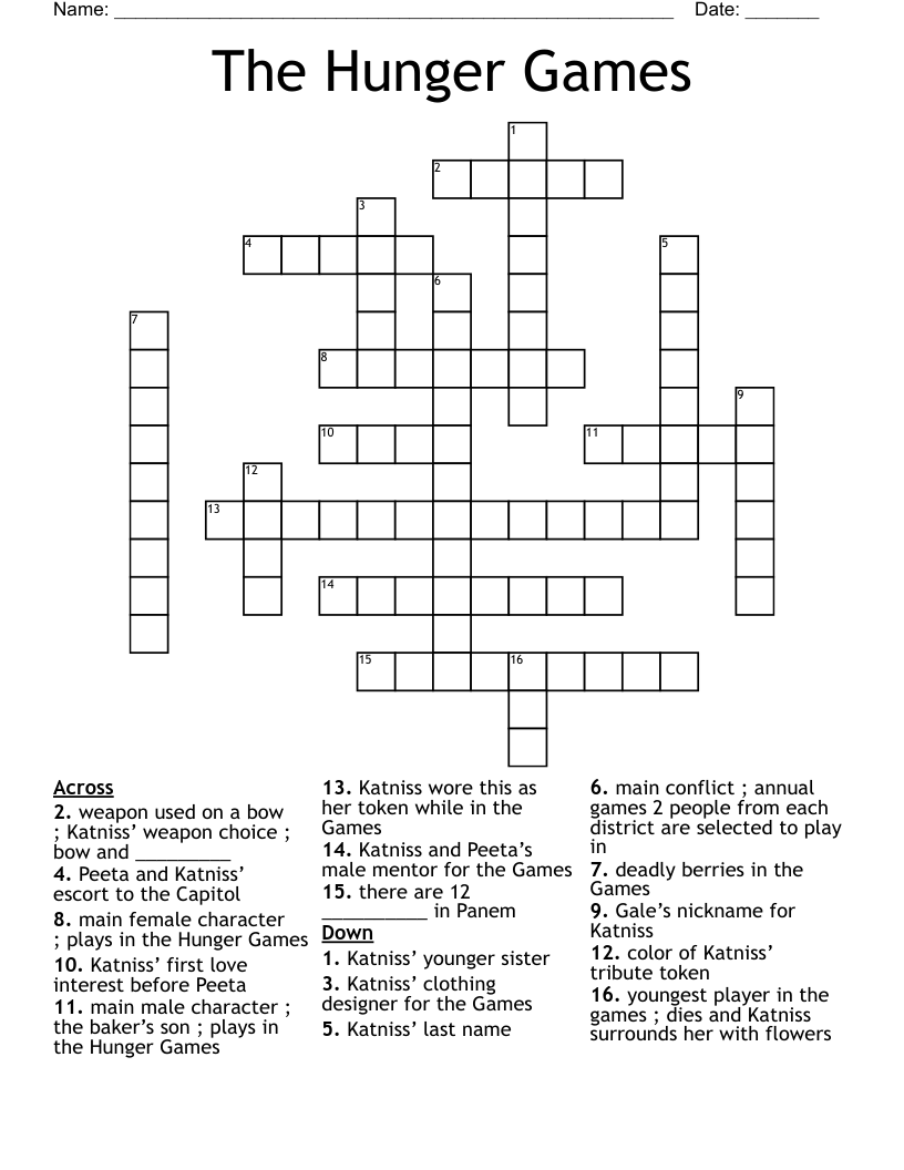 The Hunger Games Crossword