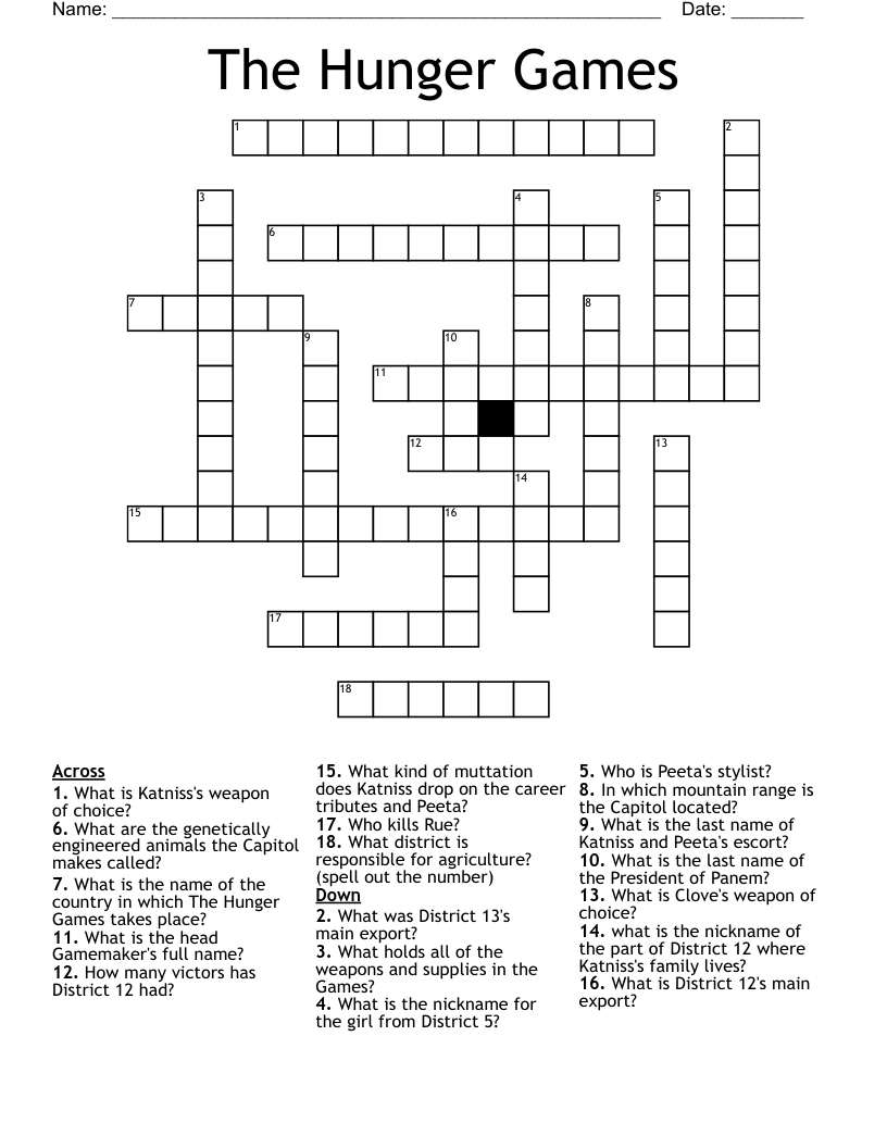 The Hunger Games Crossword