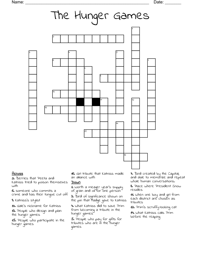 The Hunger Games Crossword