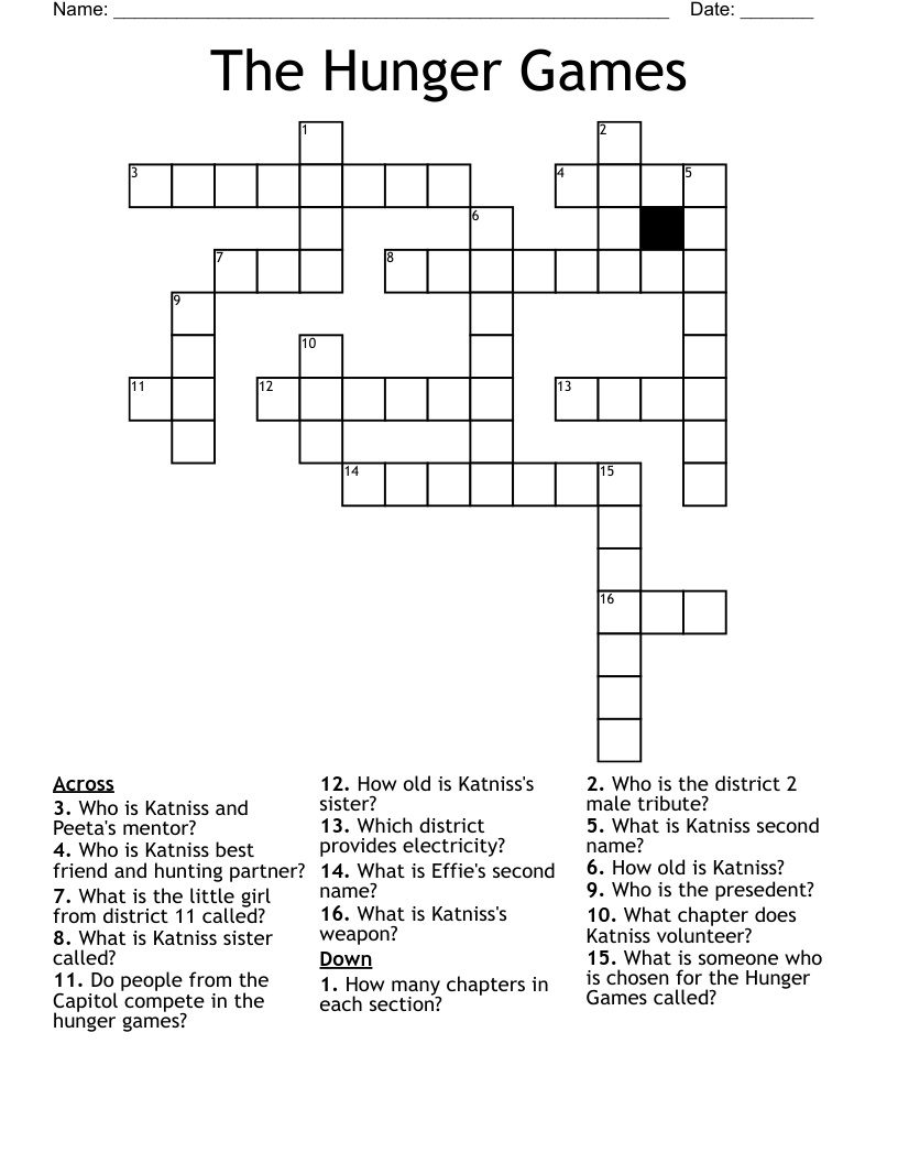 The Hunger Games Crossword
