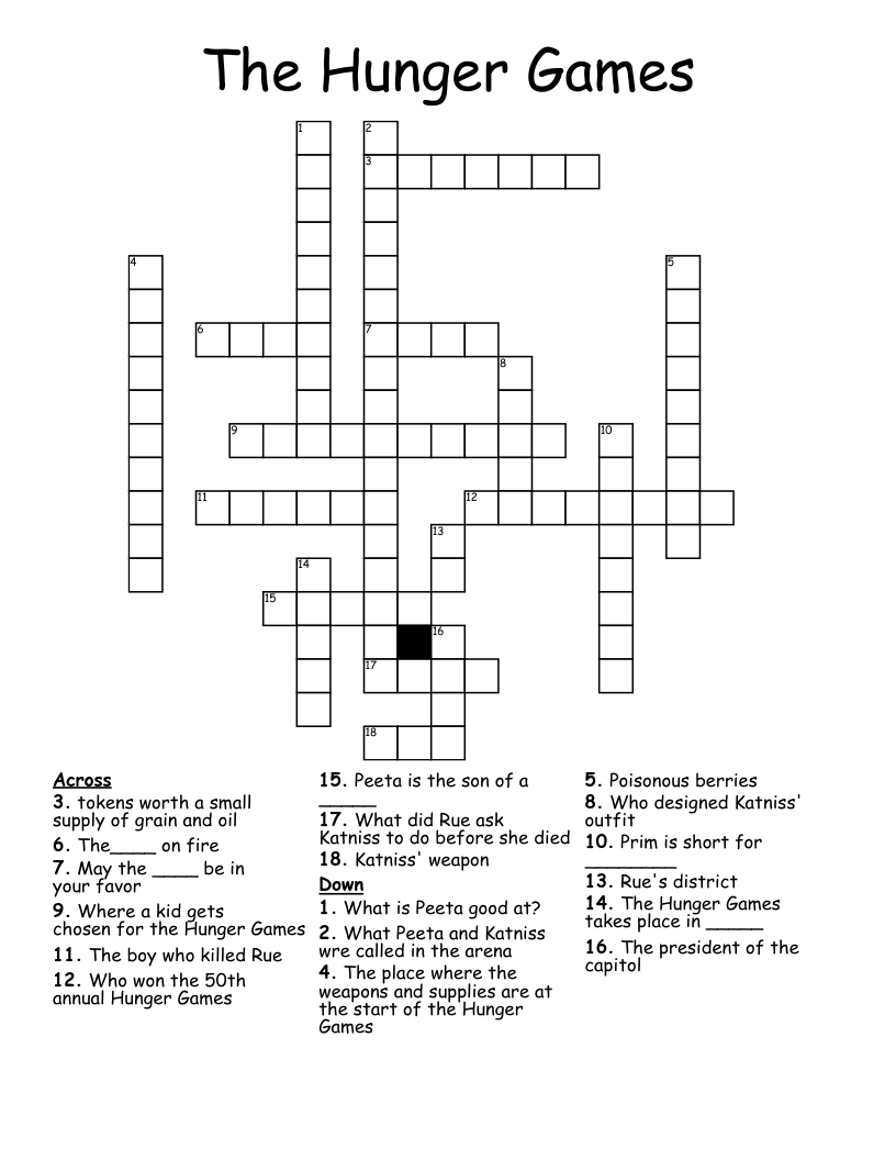 The Hunger Games Crossword