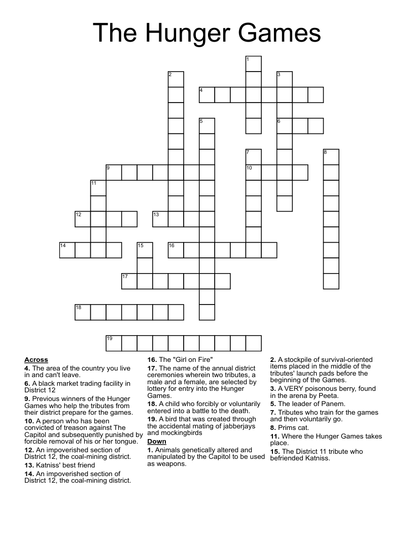 The Hunger Games Crossword