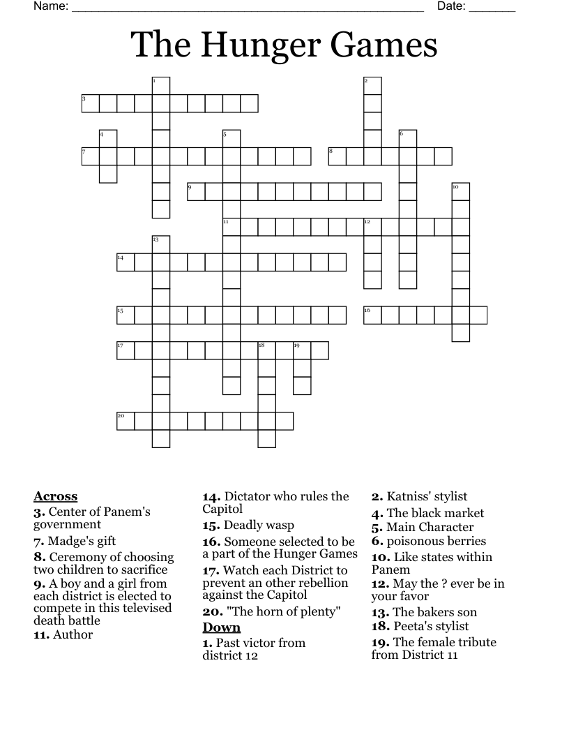 The Hunger Games Crossword