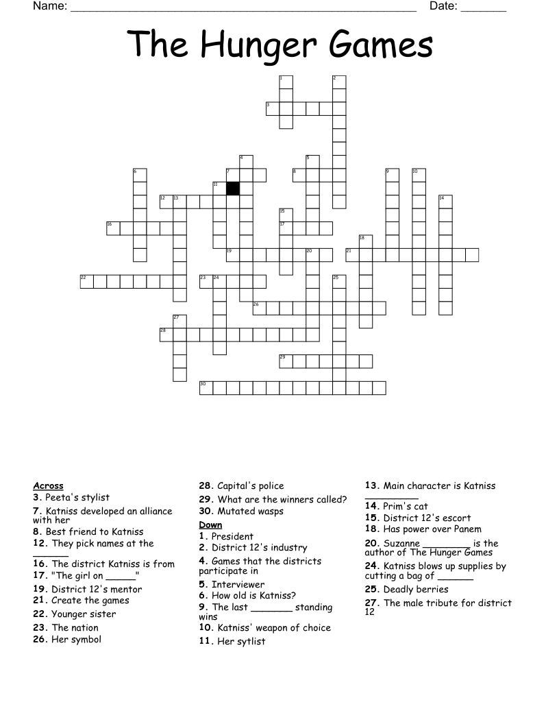 The Hunger Games Crossword