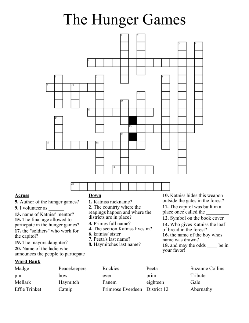 The Hunger Games Crossword