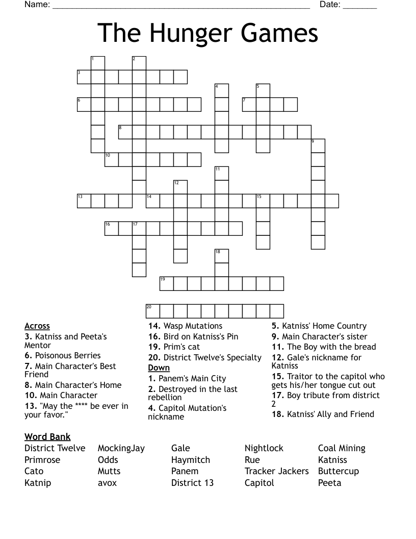 The Hunger Games Crossword