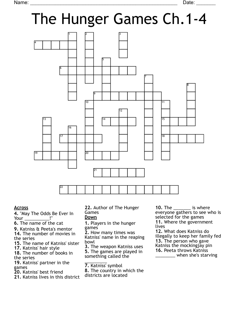 The Hunger Games Ch.1-4 Crossword