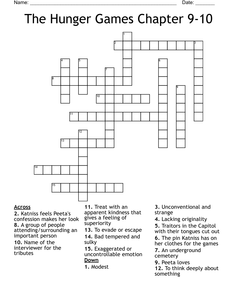 The Hunger Games Chapter 9-10 Crossword