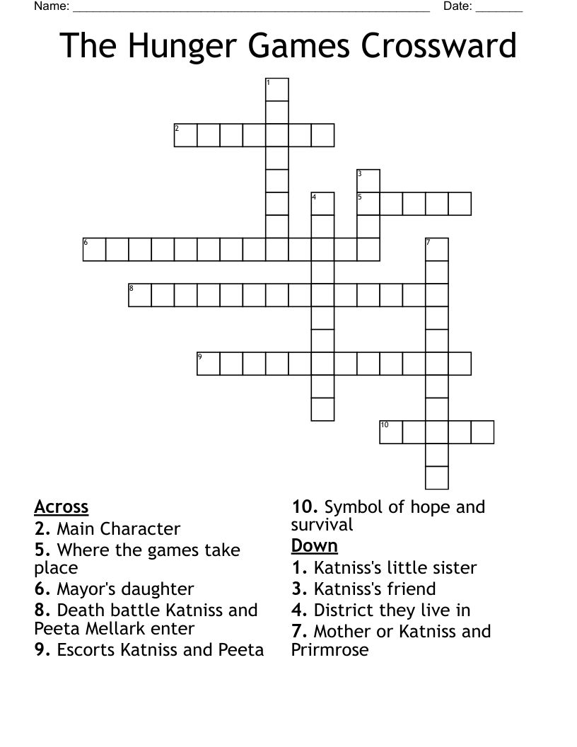 The Hunger Games Crossward Crossword