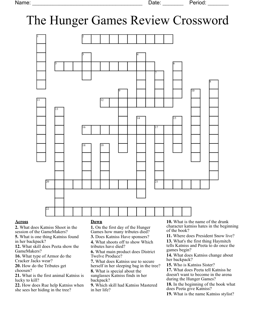 The Hunger Games Review Crossword