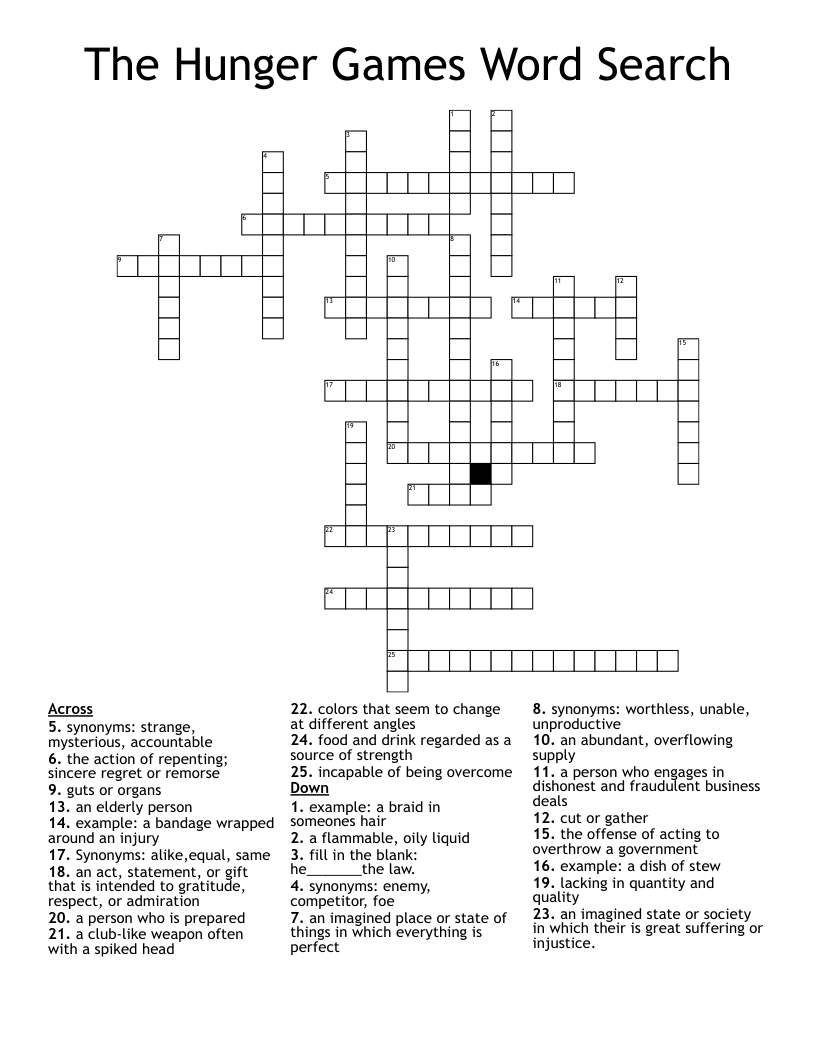 The Hunger Games Word Search Crossword
