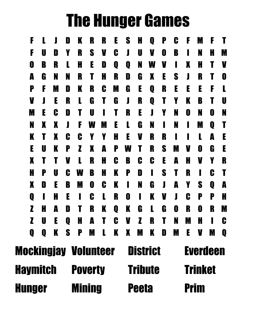 The Hunger Games  Word Search