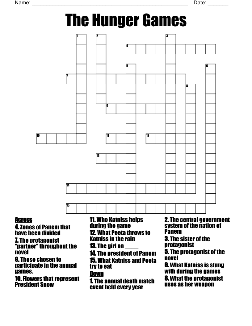 The Hunger Games  Crossword
