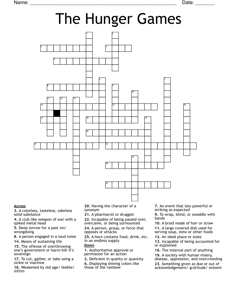 The Hunger Games  Crossword