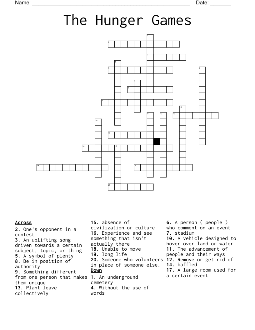 The Hunger Games  Crossword