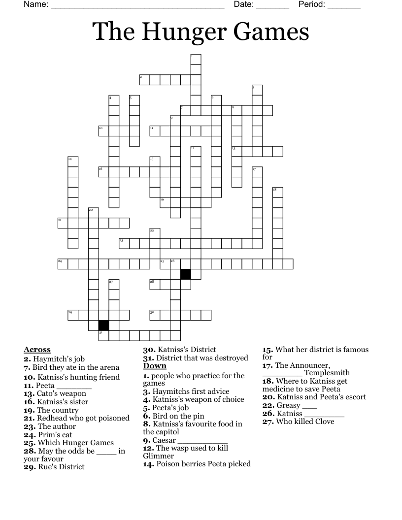 The Hunger Games  Crossword