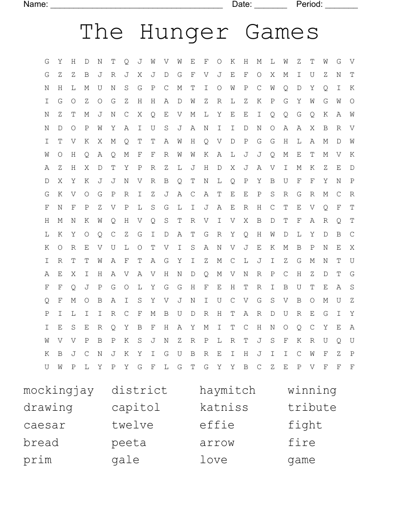 The Hunger Games  Word Search