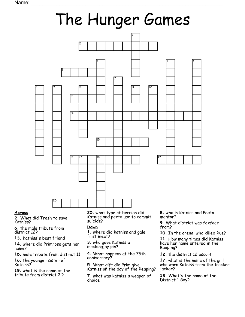 The Hunger Games  Crossword