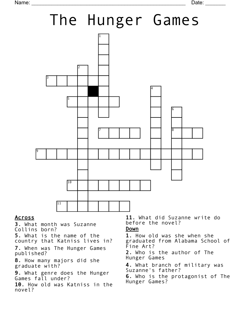 The Hunger Games  Crossword