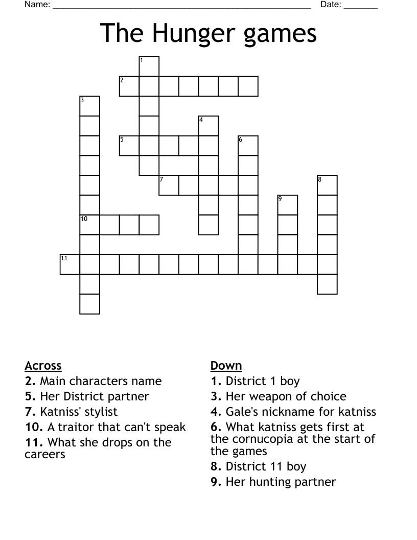 The Hunger games Crossword