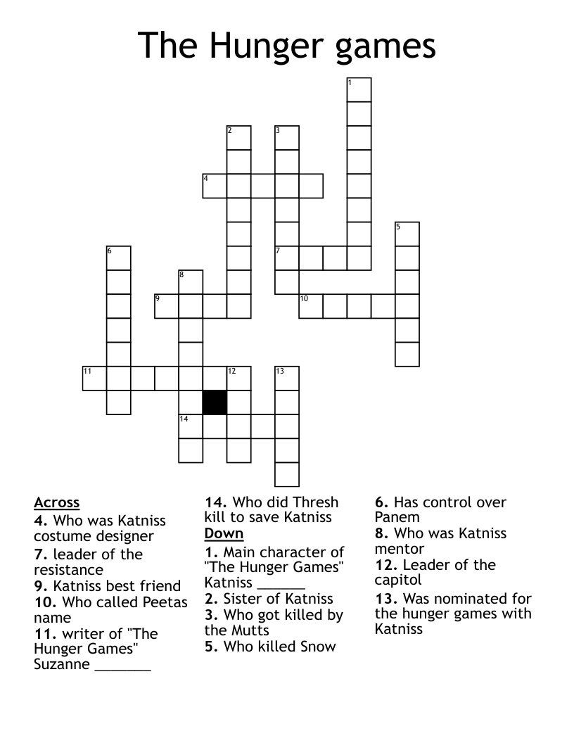 The Hunger games  Crossword