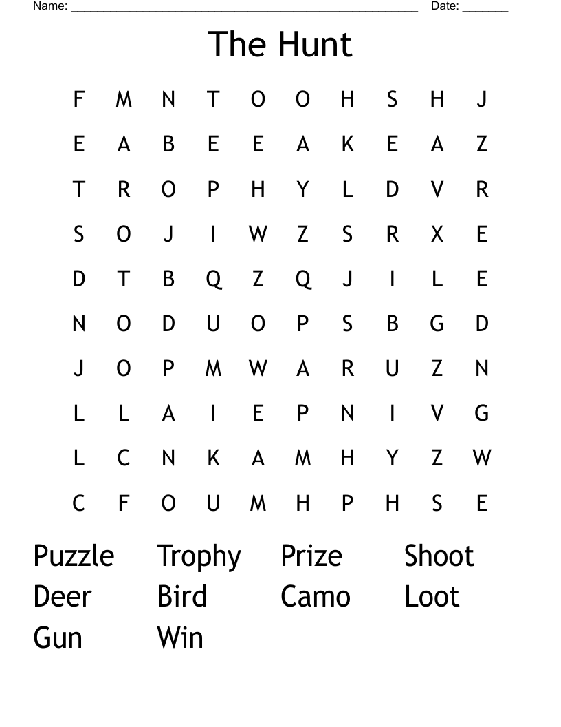 The Hunt Word Search